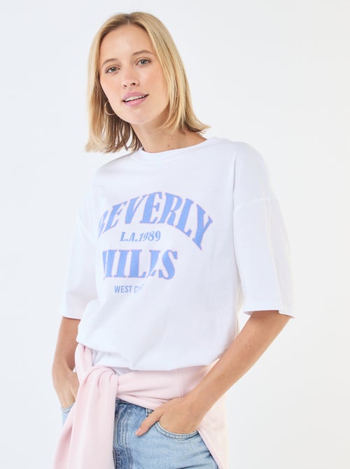 Oversized T-shirt met tekst - Kiabi