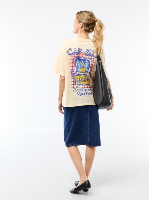 Oversized T-shirt met tekst - Kiabi