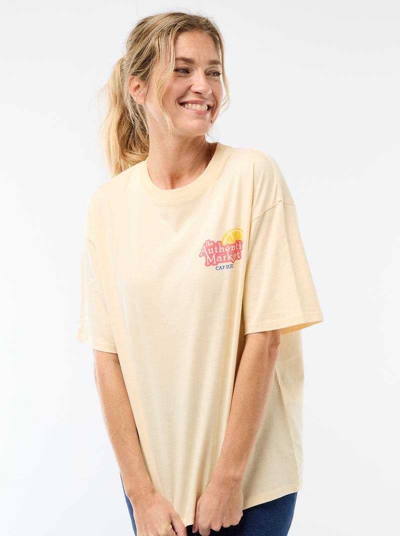 Oversized T-shirt met tekst Geel - Kiabi