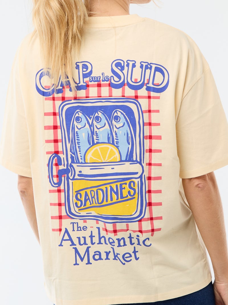Oversized T-shirt met tekst Geel - Kiabi