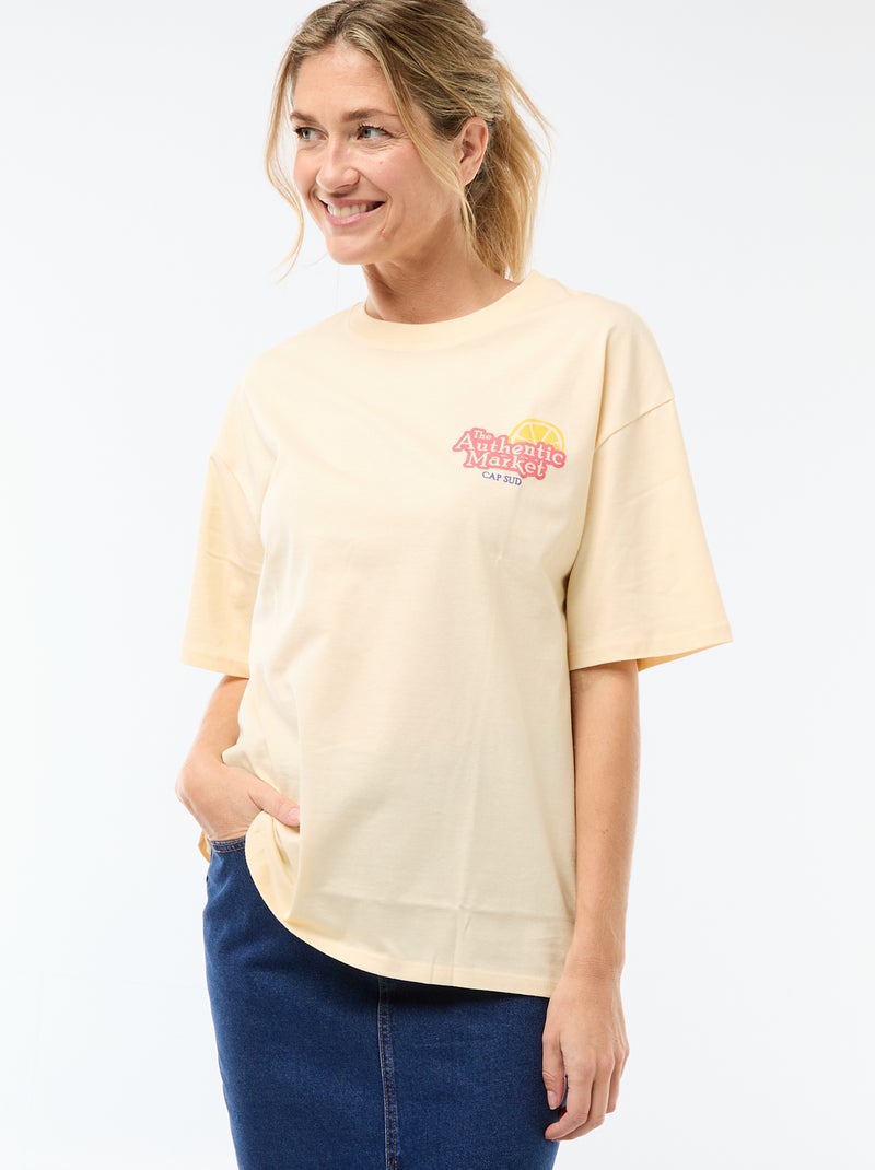 Oversized T-shirt met tekst Geel - Kiabi