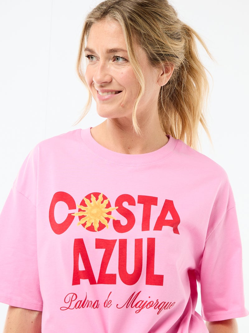 Oversized T-shirt met tekst Rose - Kiabi