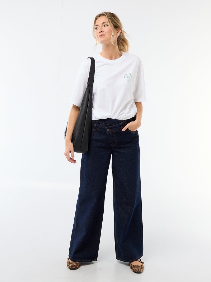 Oversized T-shirt met tekst Wit - Kiabi