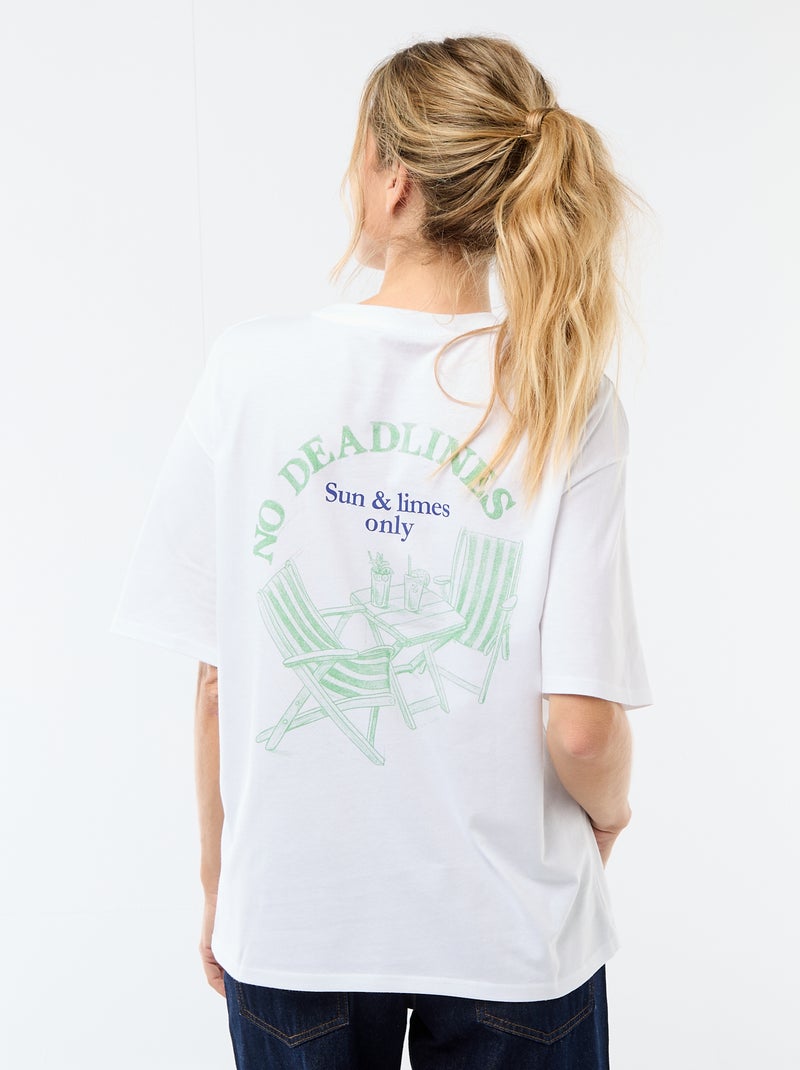 Oversized T-shirt met tekst Wit - Kiabi