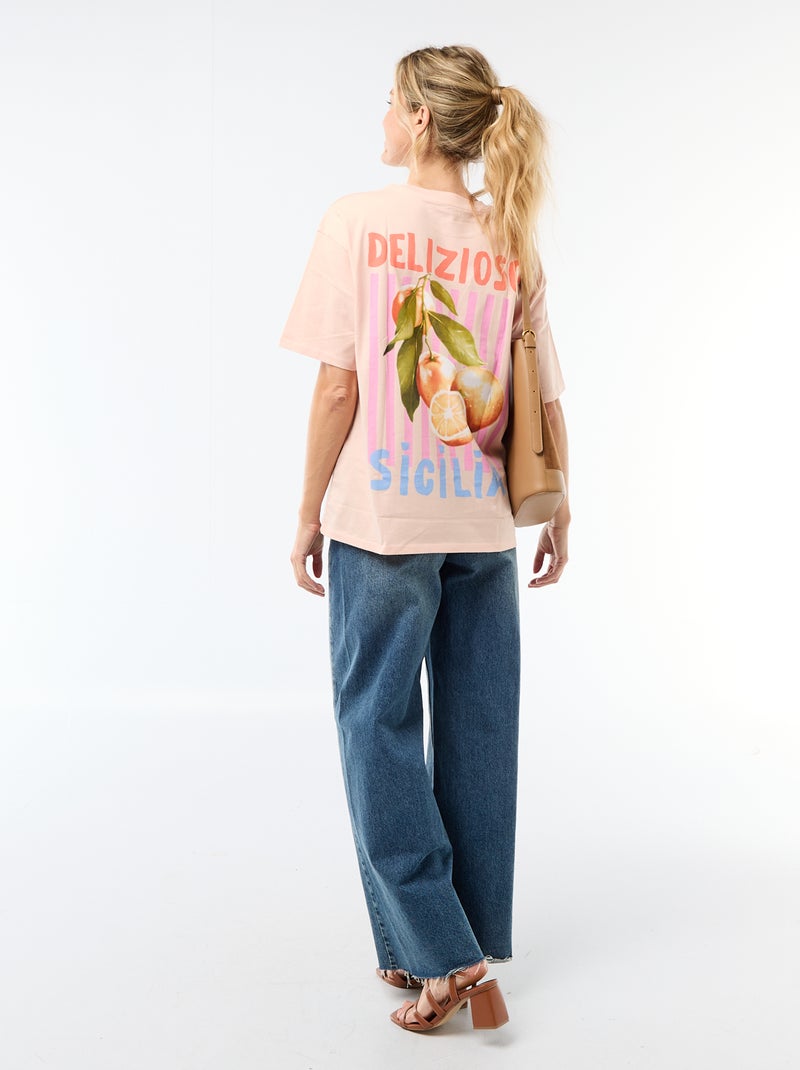 Oversized T-shirt met tekst Wit - Kiabi