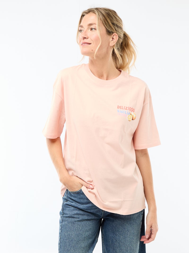 Oversized T-shirt met tekst Wit - Kiabi