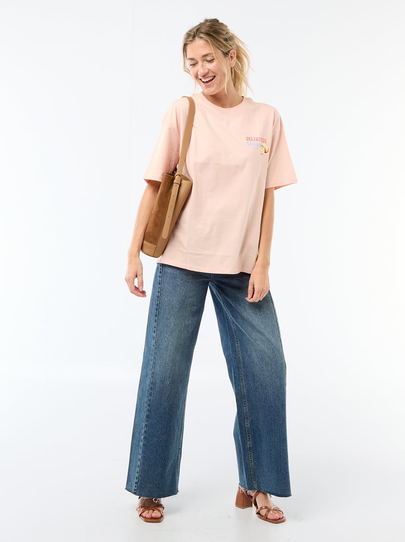 Oversized T-shirt met tekst Wit - Kiabi