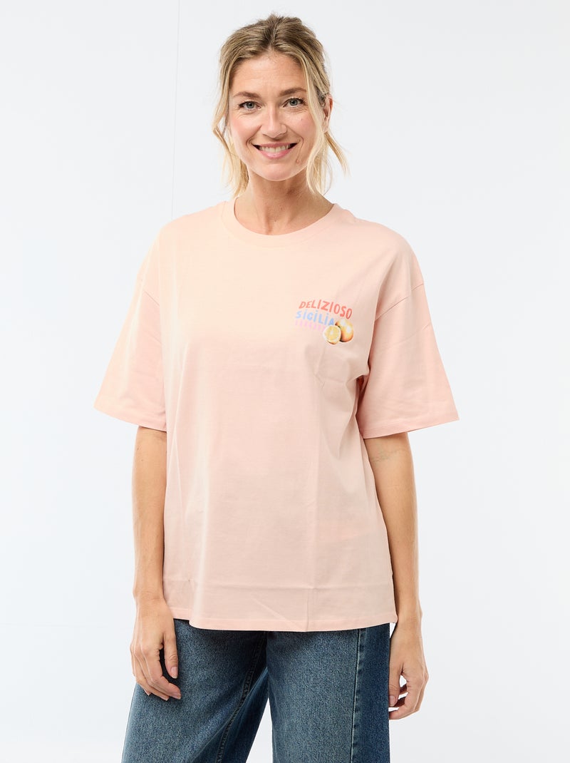 Oversized T-shirt met tekst Wit - Kiabi