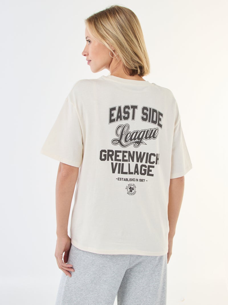 Oversized T-shirt met tekst Wit - Kiabi