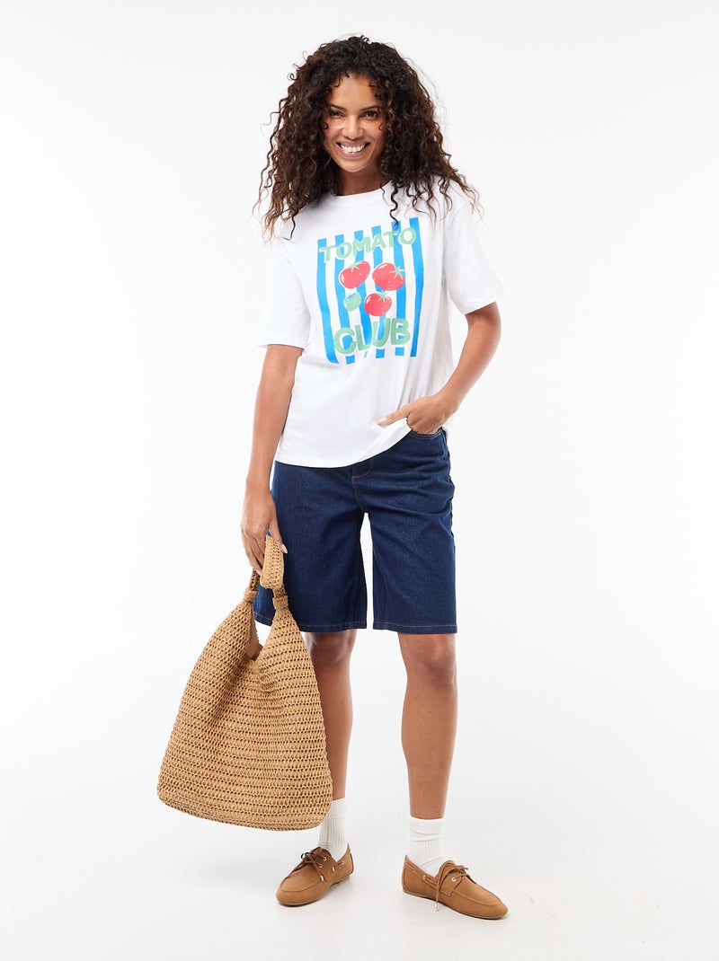 Oversized T-shirt met tekst Wit - Kiabi