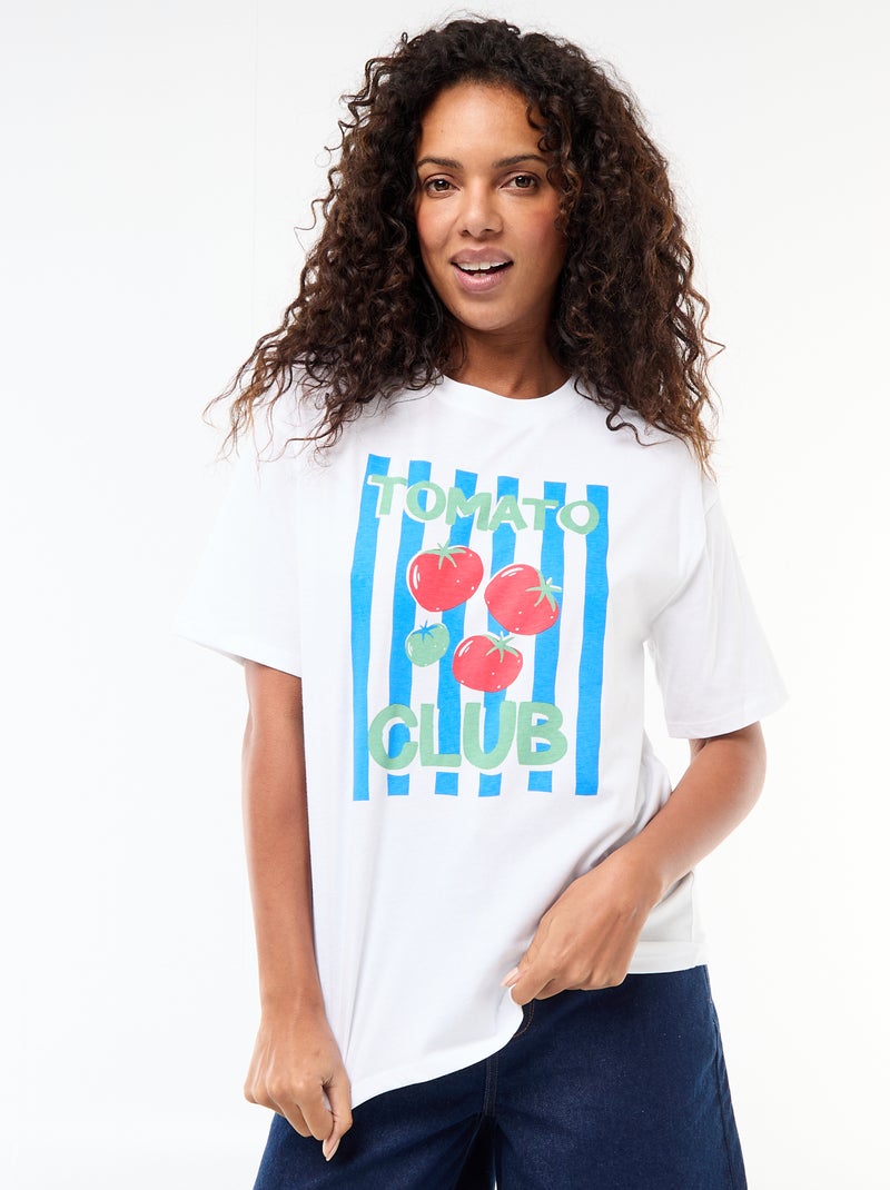 Oversized T-shirt met tekst Wit - Kiabi