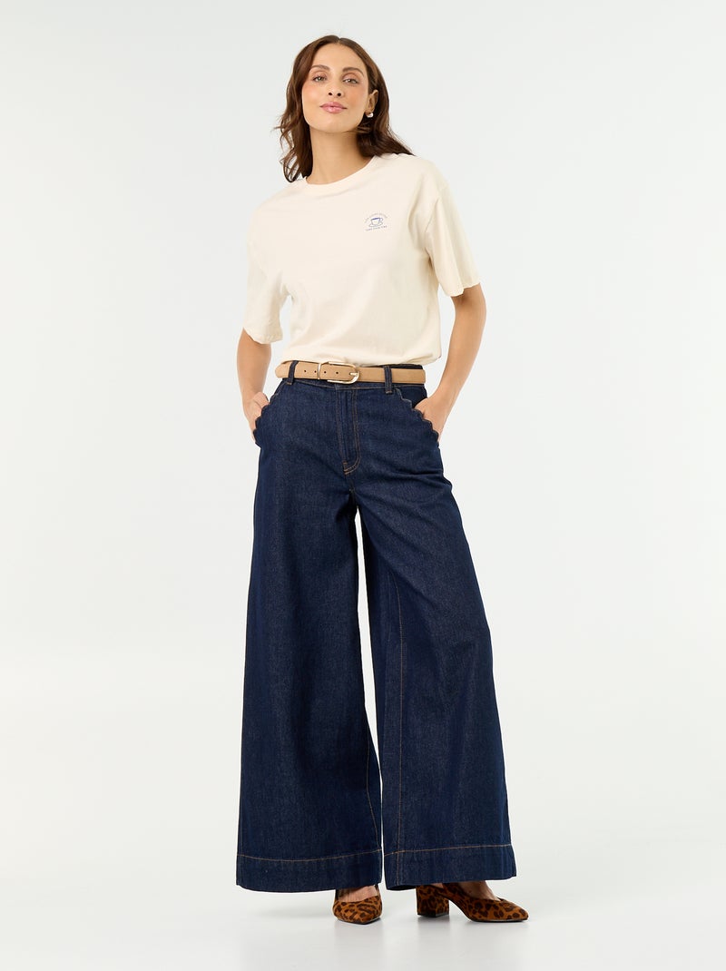 Oversized T-shirt met tekst Wit - Kiabi
