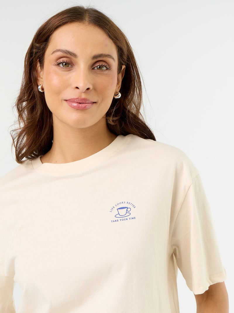 Oversized T-shirt met tekst Wit - Kiabi