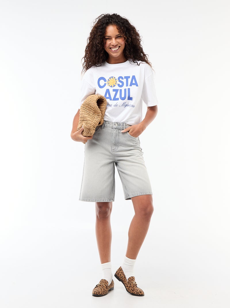 Oversized T-shirt met tekst Wit - Kiabi
