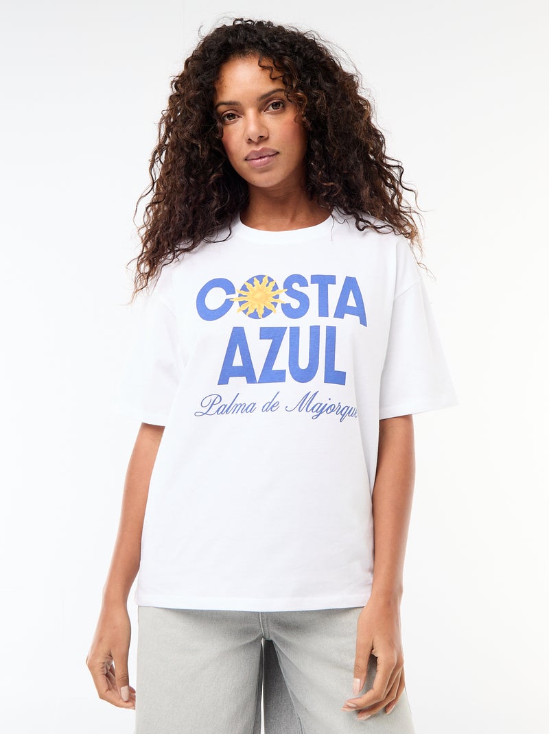 Oversized T-shirt met tekst Wit - Kiabi