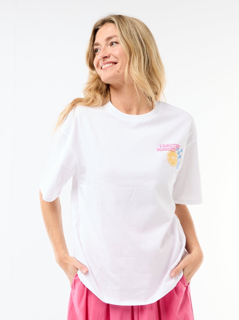 Oversized T-shirt met tekst Wit - Kiabi