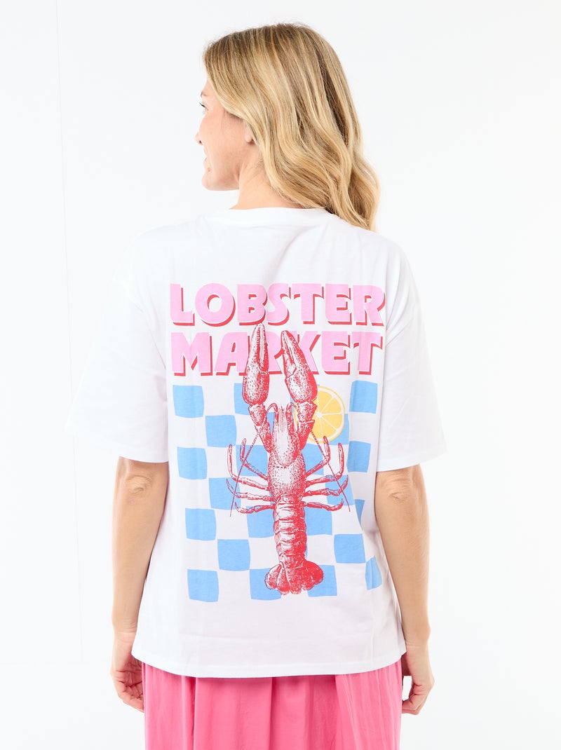 Oversized T-shirt met tekst Wit - Kiabi