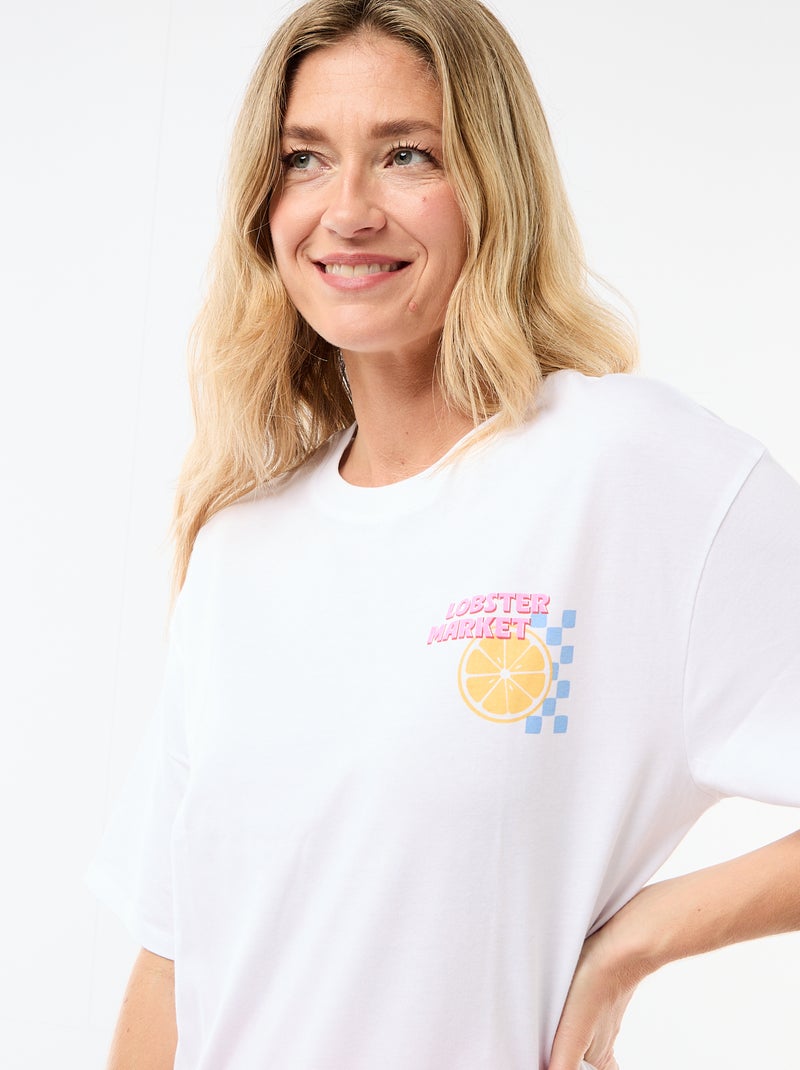 Oversized T-shirt met tekst Wit - Kiabi