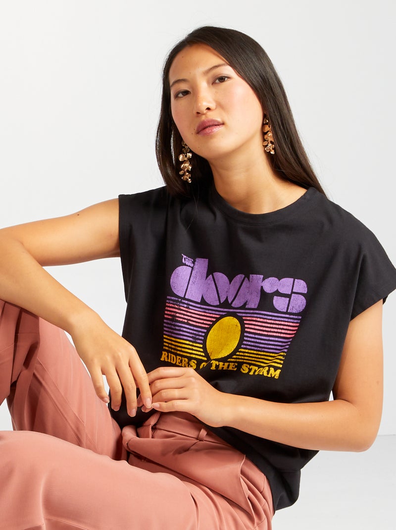 Oversized T-shirt met 'The Doors'-print ZWART - Kiabi