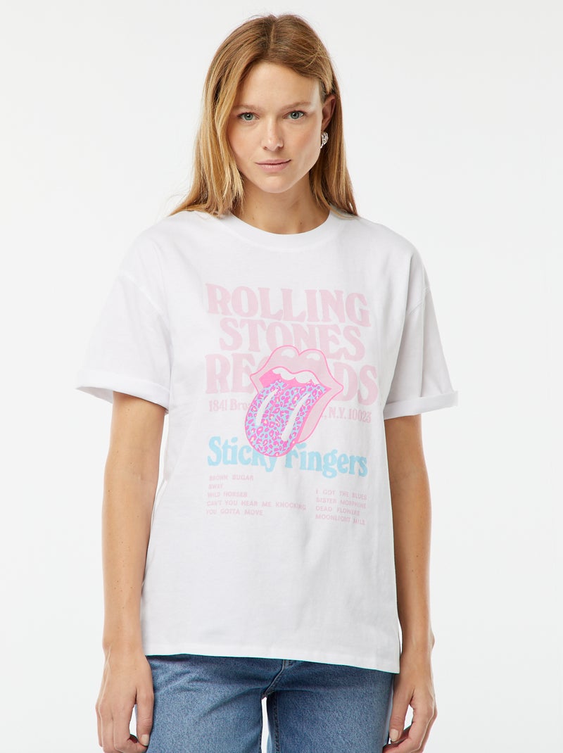 Oversized T-shirt met 'The Rolling Stones'-print wit - Kiabi