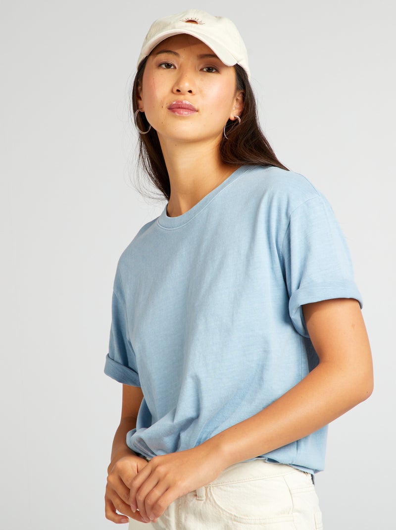 Oversized T-shirt met wassing BLAUW - Kiabi