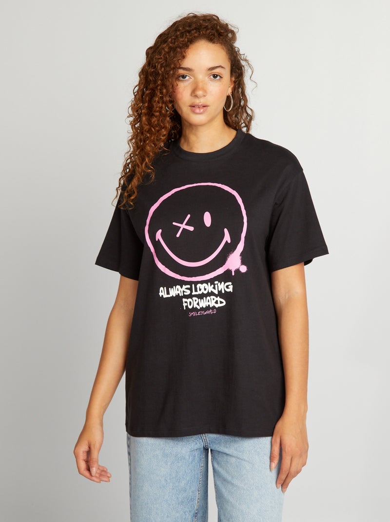 Oversized T-shirt 'Smiley World' ZWART - Kiabi