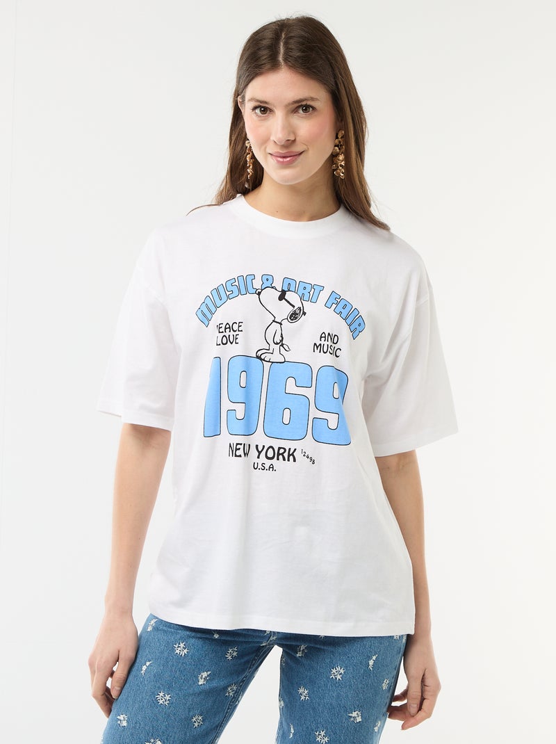 Oversized T-shirt 'Snoopy' Wit - Kiabi