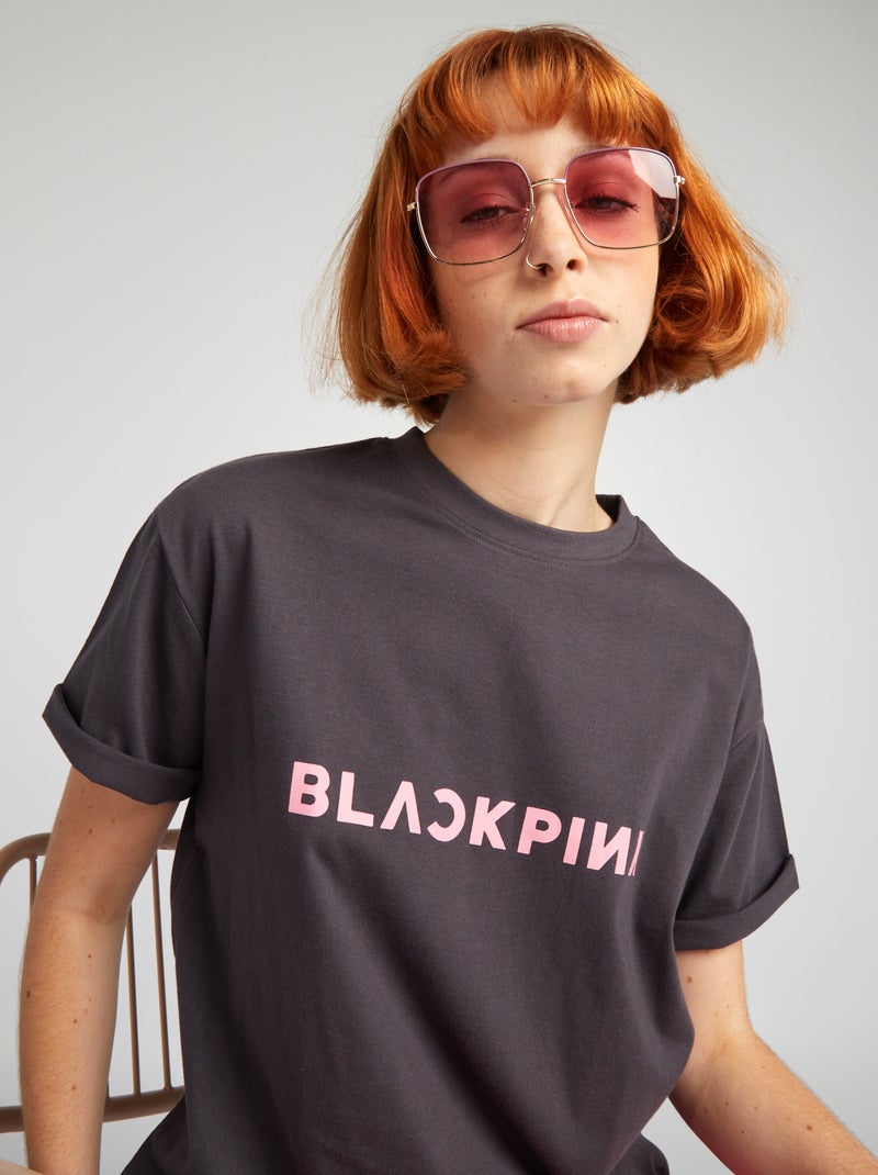 Oversized T-shirt van jersey 'Black Pink' ZWART - Kiabi