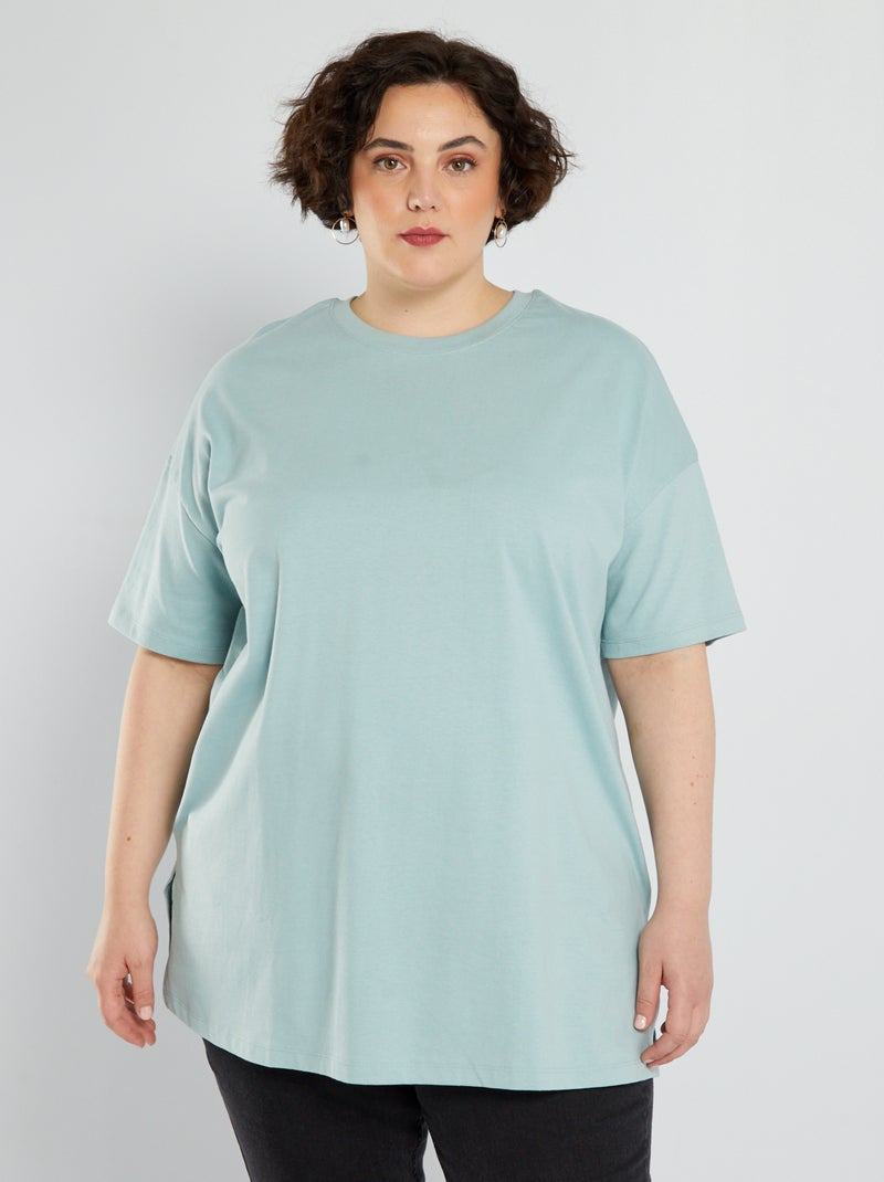 Oversized T-shirt van jersey BLAUW - Kiabi