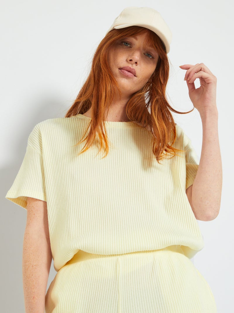 Oversized T-shirt van ribstof WIT - Kiabi
