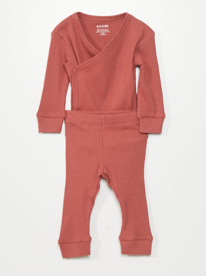 Overslagbody van ribstof + legging - 2-delig ROOD - Kiabi