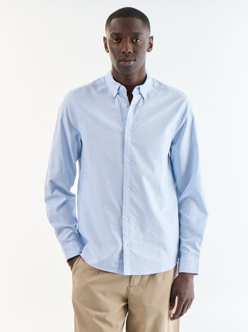 Oxford overhemd met knoopsluiting Blauw - Kiabi