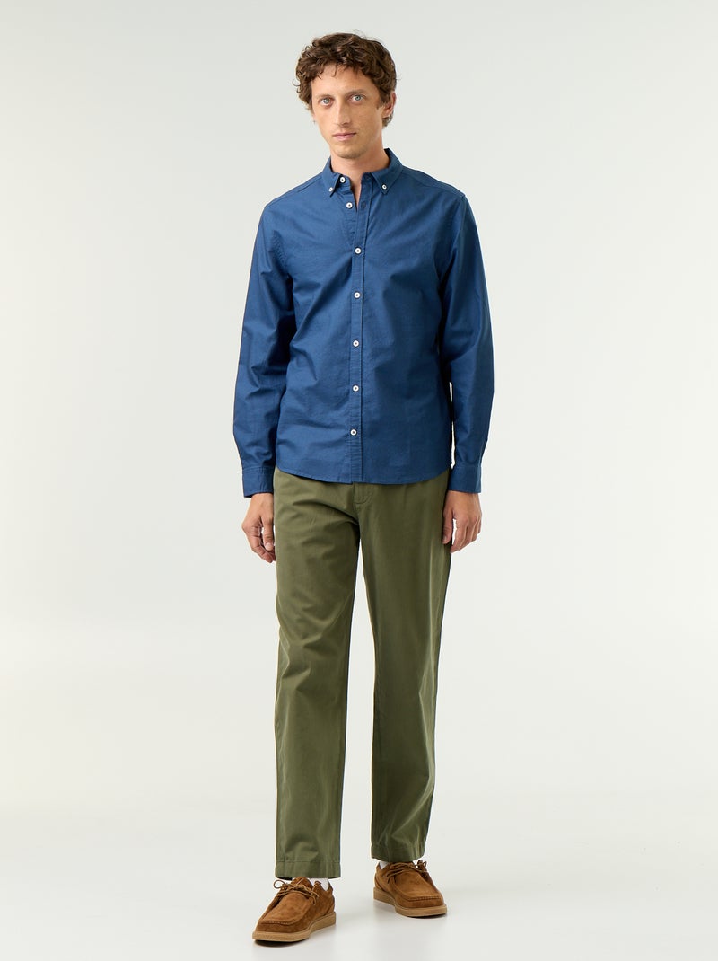 Oxford overhemd met knoopsluiting Blauw - Kiabi