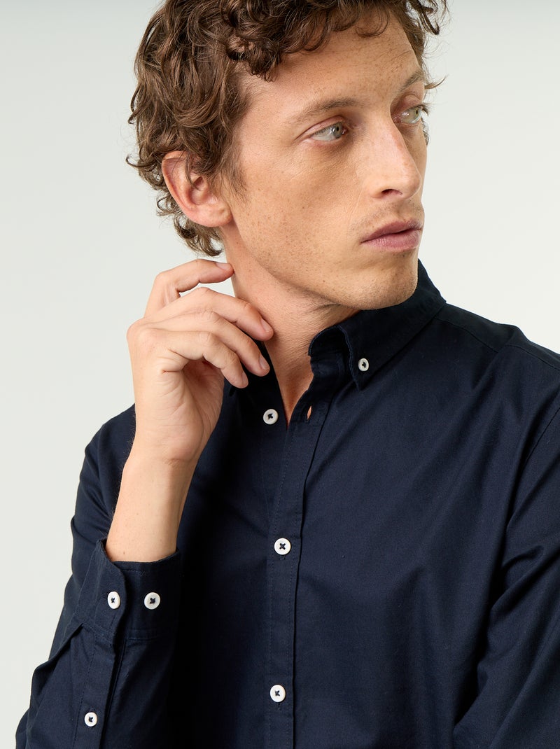 Oxford overhemd met knoopsluiting Blauw - Kiabi