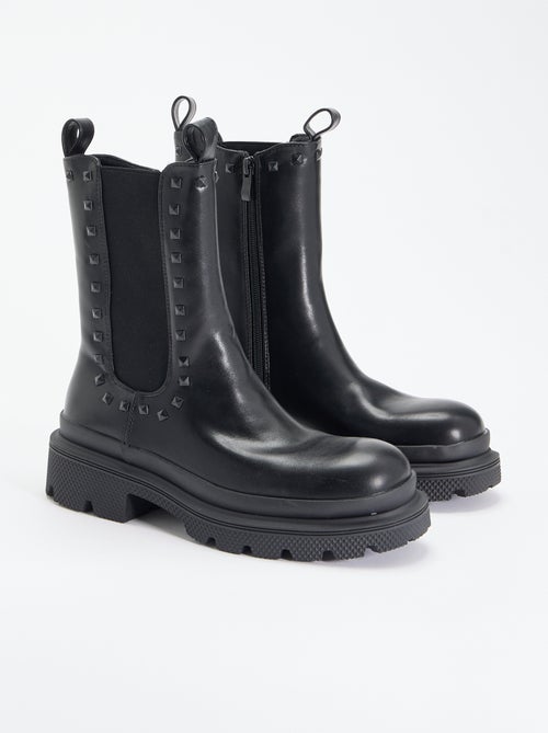 Paar boots met hak en decoratieve studs - Kiabi