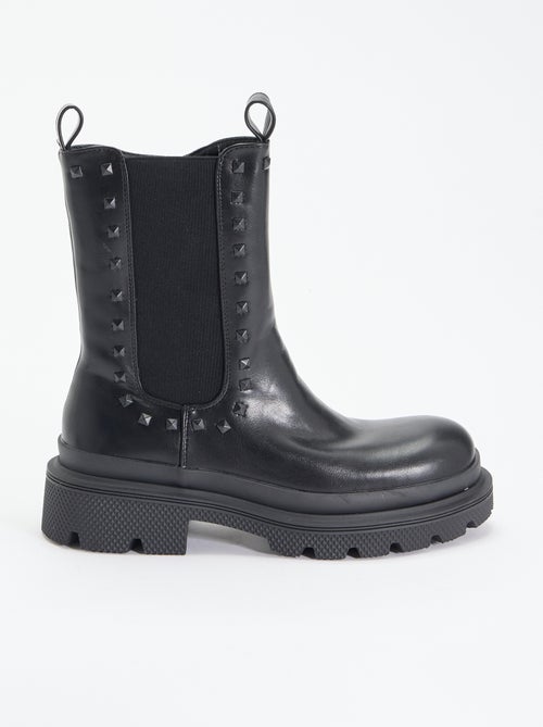 Paar boots met hak en decoratieve studs - Kiabi