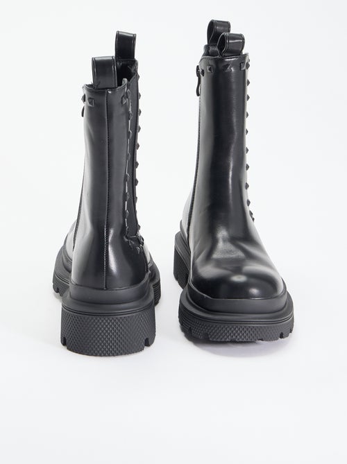 Paar boots met hak en decoratieve studs - Kiabi