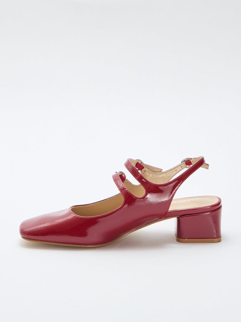 Paar effen, glanzende lakleren pumps Rood - Kiabi