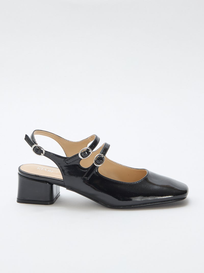 Paar effen, glanzende lakleren pumps Zwart - Kiabi