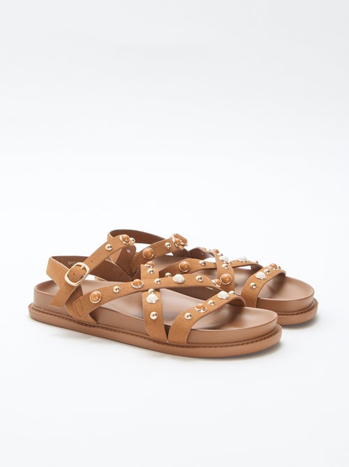 Paar plateausandalen met bandjes met studs - Kiabi