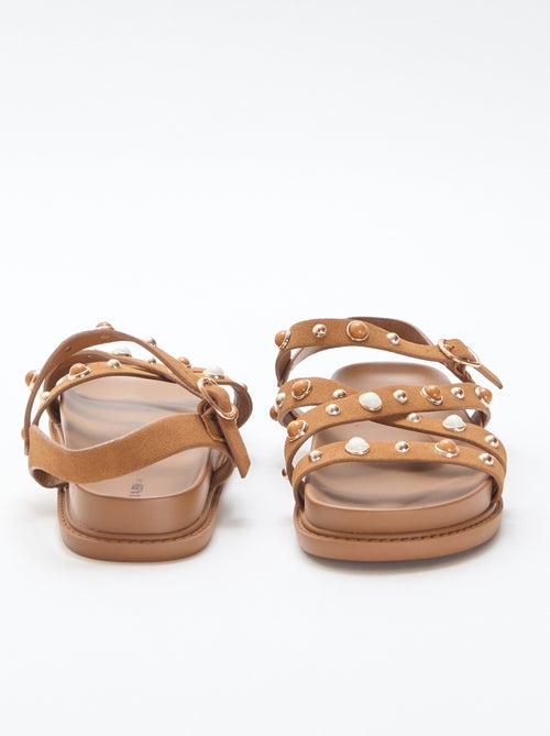 Paar plateausandalen met bandjes met studs - Kiabi