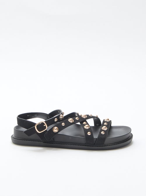 Paar plateausandalen met bandjes met studs - Kiabi