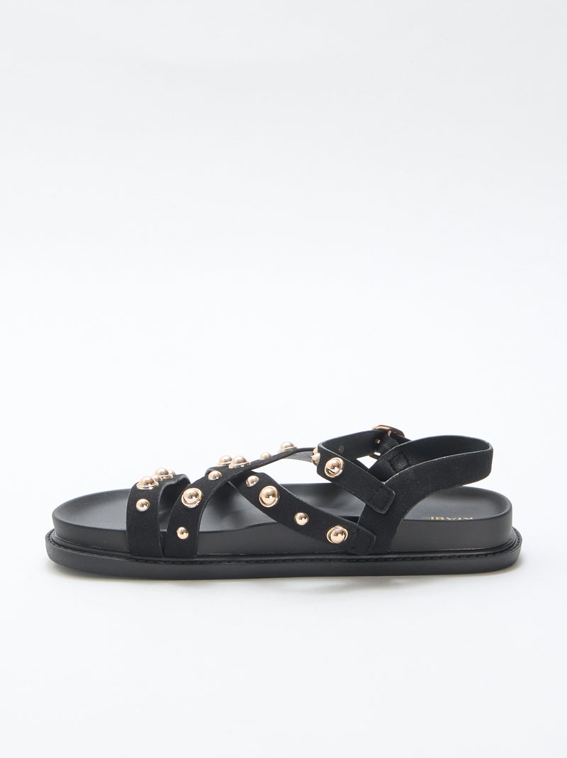 Paar plateausandalen met bandjes met studs Zwart - Kiabi