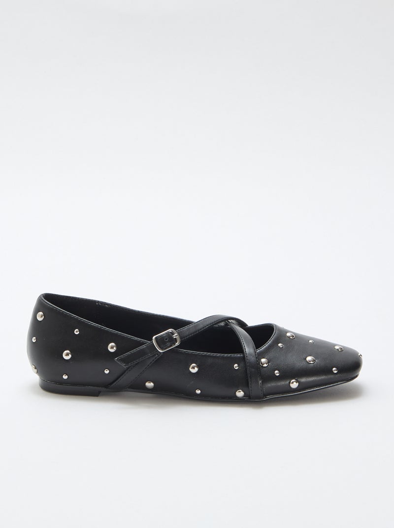 Paar pumps in lak met zilverkleurige studs Zwart - Kiabi
