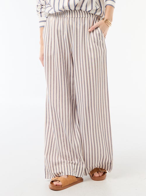 Palazzo broek van linnenmix - Kiabi