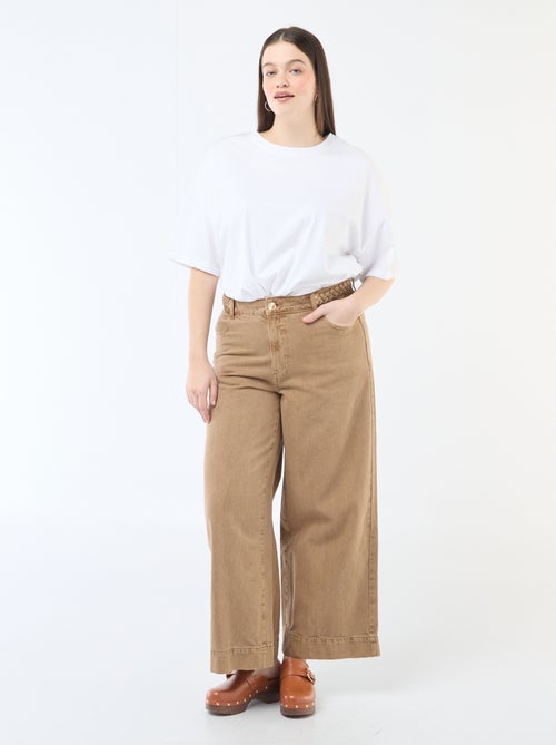 Palazzo jeans van twill met hoge taille - Kiabi