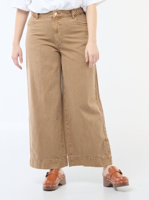 Palazzo jeans van twill met hoge taille - Kiabi
