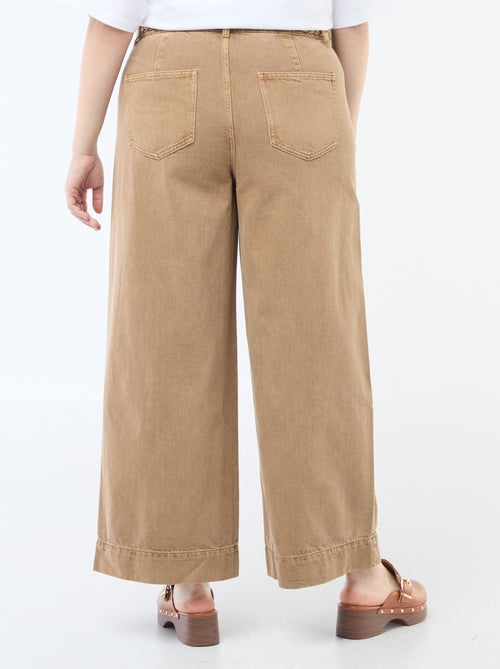 Palazzo jeans van twill met hoge taille - Kiabi