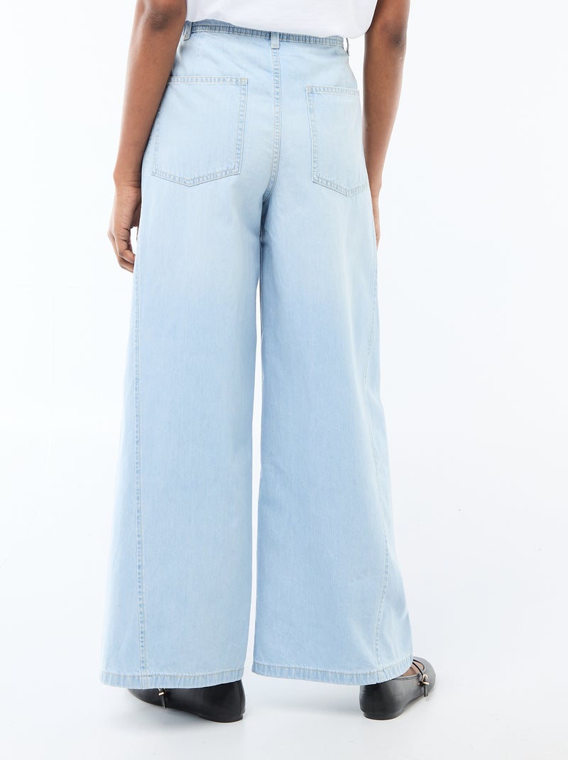 Palazzobroek van denim met details Blauw - Kiabi