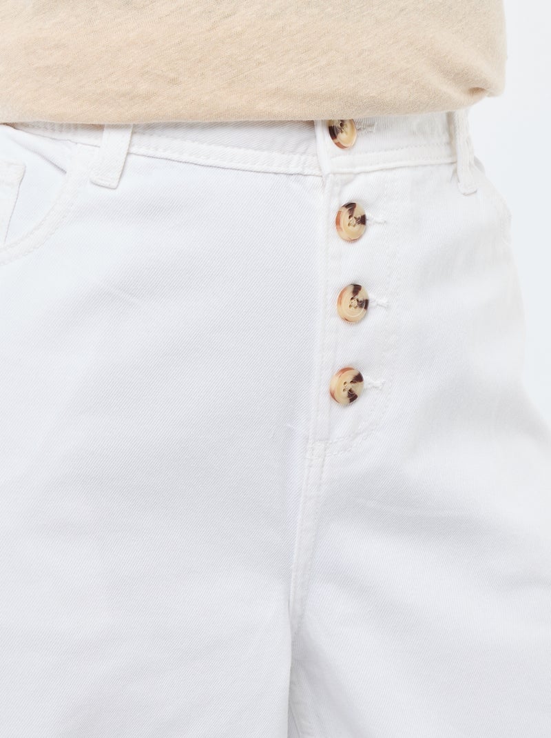 Palazzobroek van denim met details Wit - Kiabi
